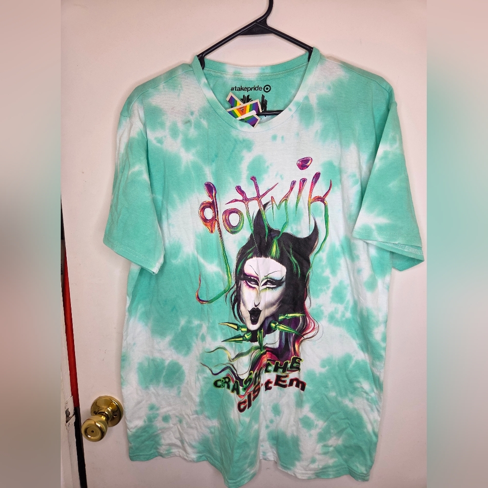 Gottmik Take Pride Graphic T Tie Dye  Unisex Large Tshirt Top Aqua LGBT